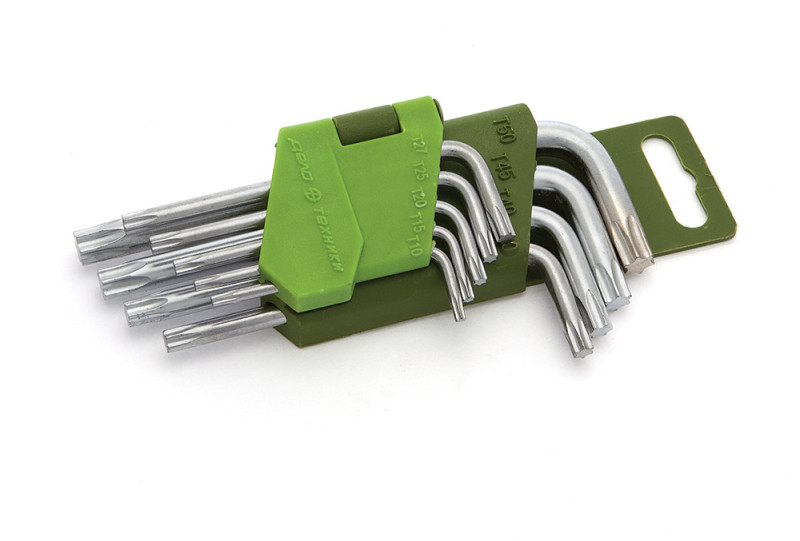 Набор ключей угловых TORX коротких (Т10,Т15,Т20,Т25,Т27,Т30,Т40,Т45,Т50) 9 шт.