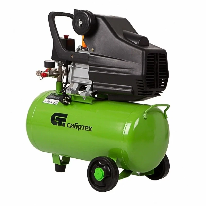Компрессор с набором КК-1500/24 ПЛЮС, 1.5 кВт, 198 л/мин, 24 л, прямой привод, масляный Сибртех