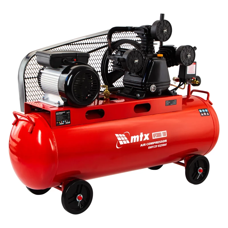 Компрессор воздушный ременный привод КР3000/100 3,0 кВт, 100 литров, 510 л/мин МТХ