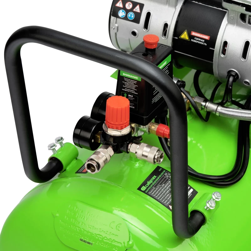 Компрессор безмаслянный малошумный МБ 2250/100, 2250 Вт, 100л, 400 л/мин Сибртех