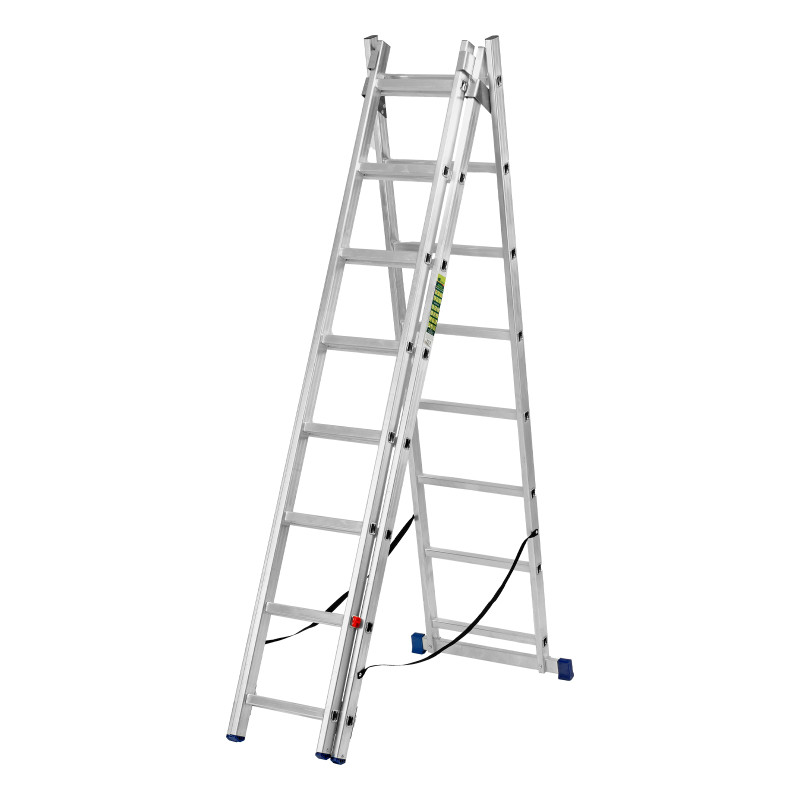 Лестница, 3 х 8 ступеней, алюминиевая, трехсекционная, Сибртех
